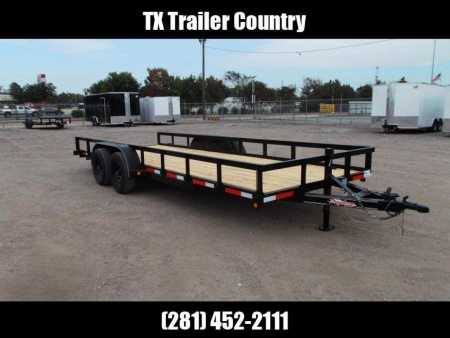 New 2025 LONGHORN TRAILERS 83x20 Utility Trailer / Lowboy Trailer / 5200# Axles / Brakes / 5ft C-Channel Ramps