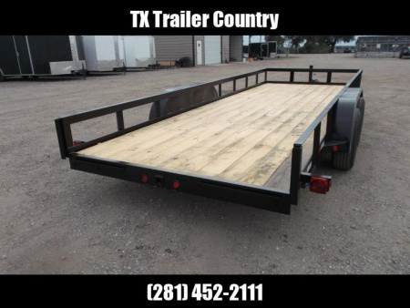 New 2025 LONGHORN TRAILERS 83x20 Utility Trailer / Lowboy Trailer / 5200# Axles / Brakes / 5ft C-Channel Ramps