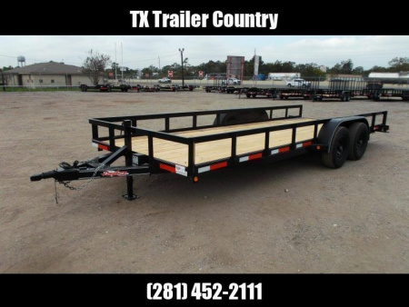 New 2025 LONGHORN TRAILERS 83x20 Utility Trailer / Lowboy Trailer / 5200# Axles / Brakes / 5ft C-Channel Ramps