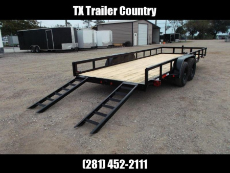 New 2025 LONGHORN TRAILERS 83x20 Utility Trailer / Lowboy Trailer / 5200# Axles / Brakes / 5ft C-Channel Ramps