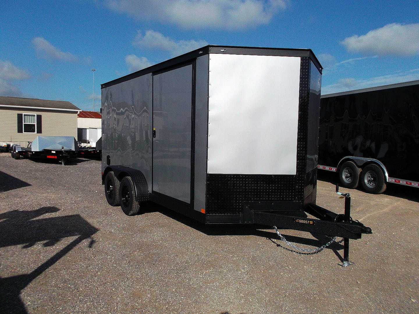 New 2025 COVERED WAGON TRAILERS 7x12 Tandem Axle Cargo Trailer / Enclosed Trailer / Motorcycle Trailer / 6'6  Interior / Extra Wide Ramp / 48  RV Door / LEDs / .030 White Semi-Screwless Exterior / Black Out Package