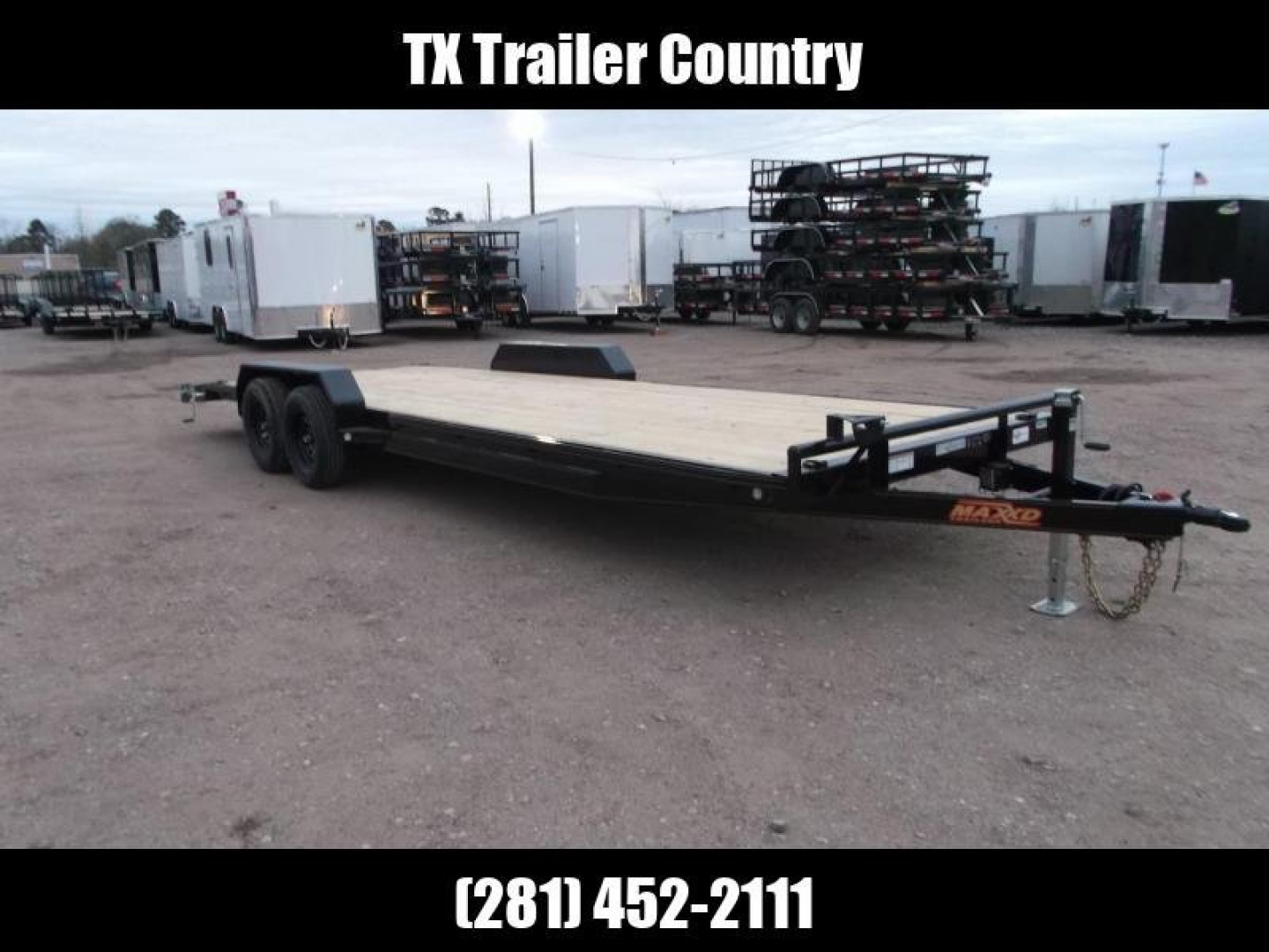 New 2025 MAXXD 83X24 10K C5X Car Hauler / Racing Trailer / Flatbed Trailer / 5200# Axles / Powder Coated / Dovetail / LEDs / 5ft Stow Away C-Channel Ramps