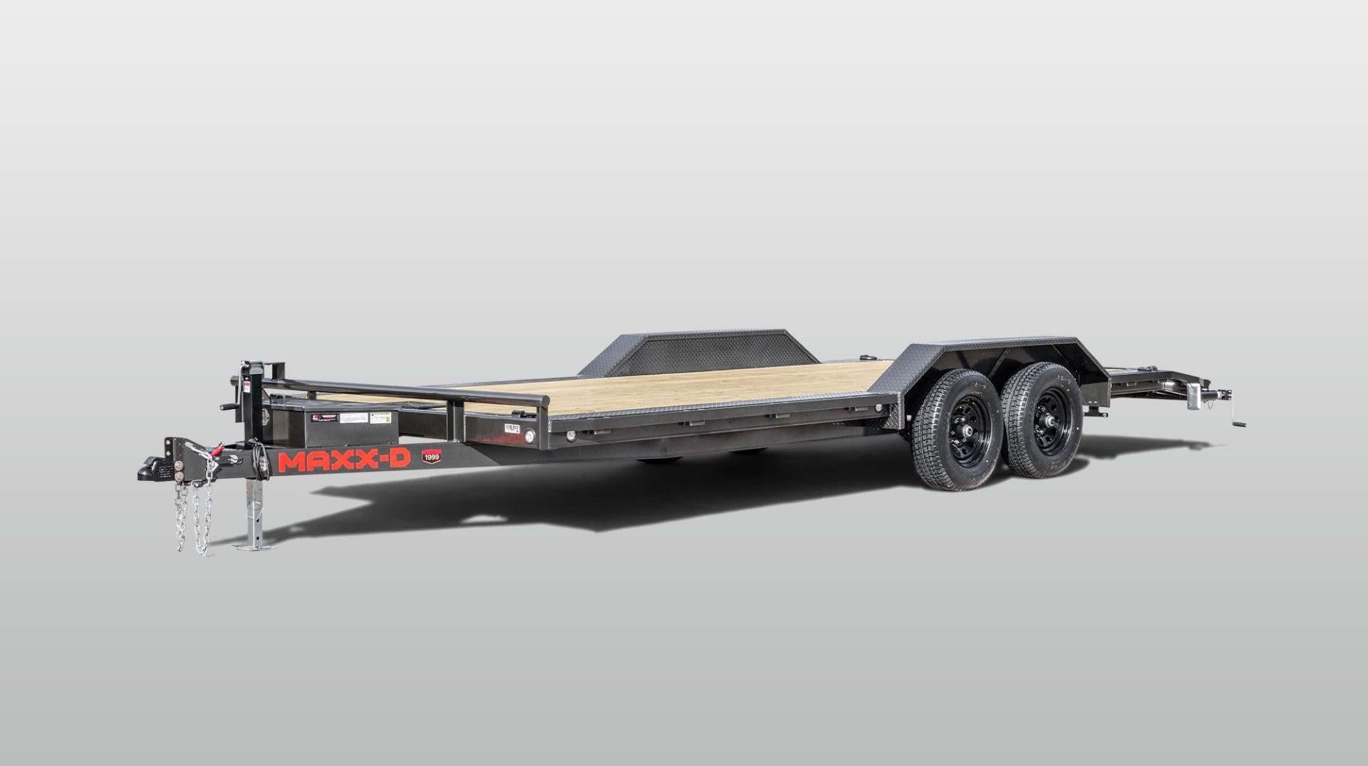 New 2025 Maxxd 102x24 10K H5X Car Hauler / Flatbed Trailer / Equipment Hauler / Powder Coated / 5200# Axles / Drive Over Fenders / 5ft Stow Away C-Channel Ramps