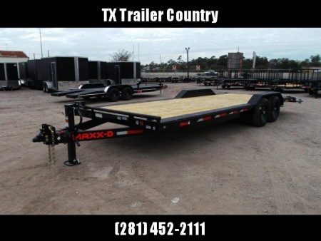New 2025 Maxxd 102x24 10K H5X Car Hauler / Flatbed Trailer / Equipment Hauler / Powder Coated / 5200# Axles / Drive Over Fenders / 5ft Stow Away C-Channel Ramps