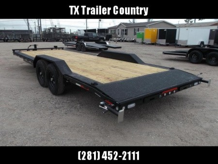 New 2025 Maxxd 102x24 10K H5X Car Hauler / Flatbed Trailer / Equipment Hauler / Powder Coated / 5200# Axles / Drive Over Fenders / 5ft Stow Away C-Channel Ramps