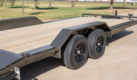New 2025 Maxxd 102x24 10K H5X Car Hauler / Flatbed Trailer / Equipment Hauler / Powder Coated / 5200# Axles / Drive Over Fenders / 5ft Stow Away C-Channel Ramps