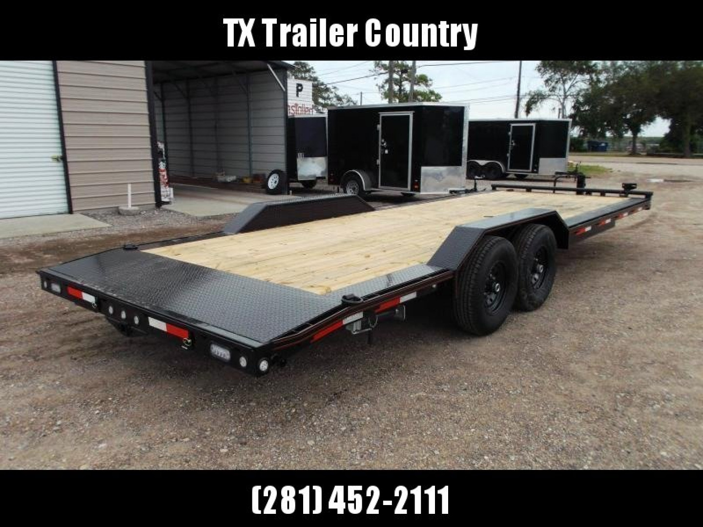 New 2025 Maxxd 102x24 10K H5X Car Hauler / Flatbed Trailer / Equipment Hauler / Powder Coated / 5200# Axles / Drive Over Fenders / 5ft Stow Away C-Channel Ramps