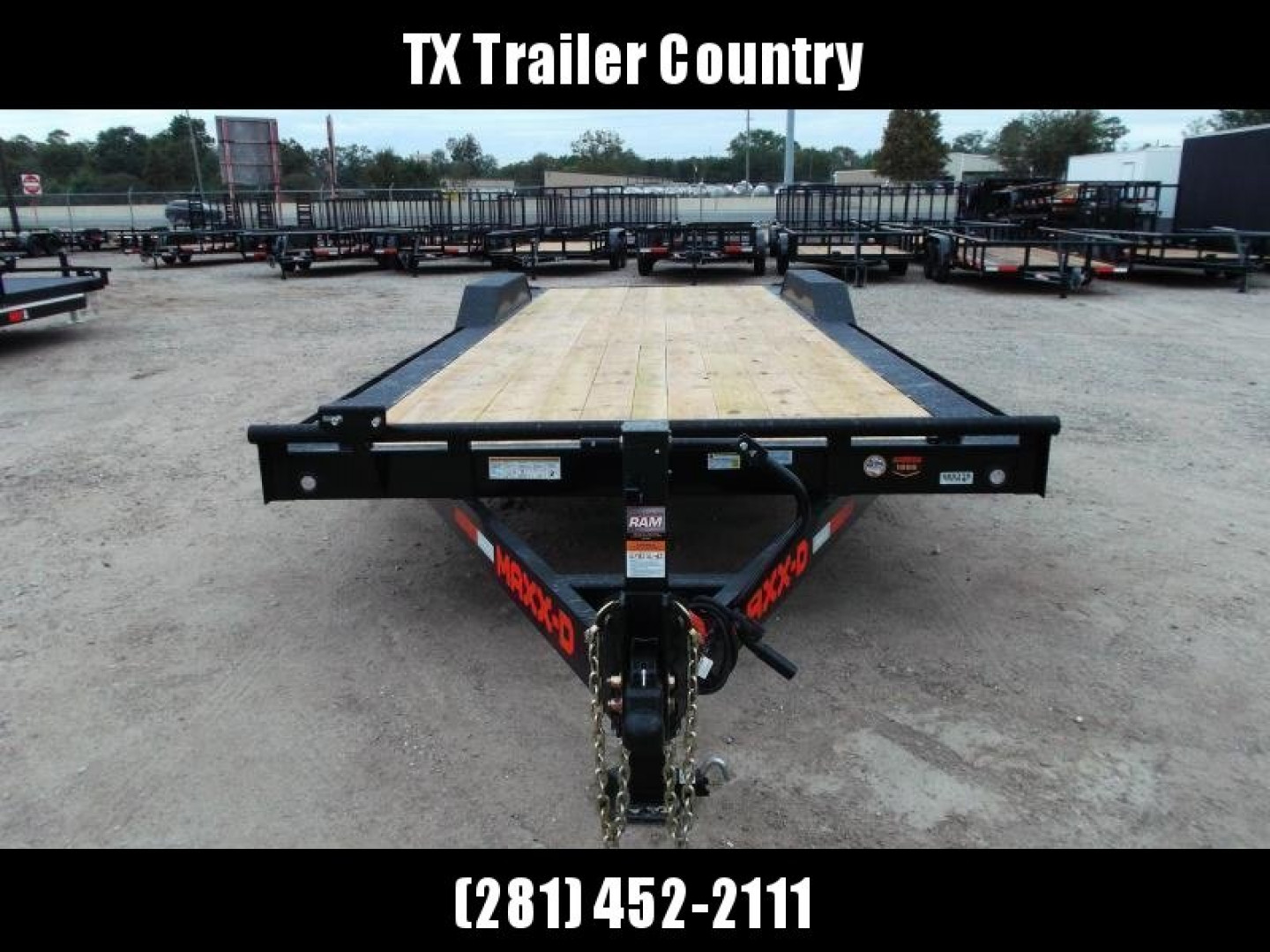 New 2025 Maxxd 102x24 10K H5X Car Hauler / Flatbed Trailer / Equipment Hauler / Powder Coated / 5200# Axles / Drive Over Fenders / 5ft Stow Away C-Channel Ramps