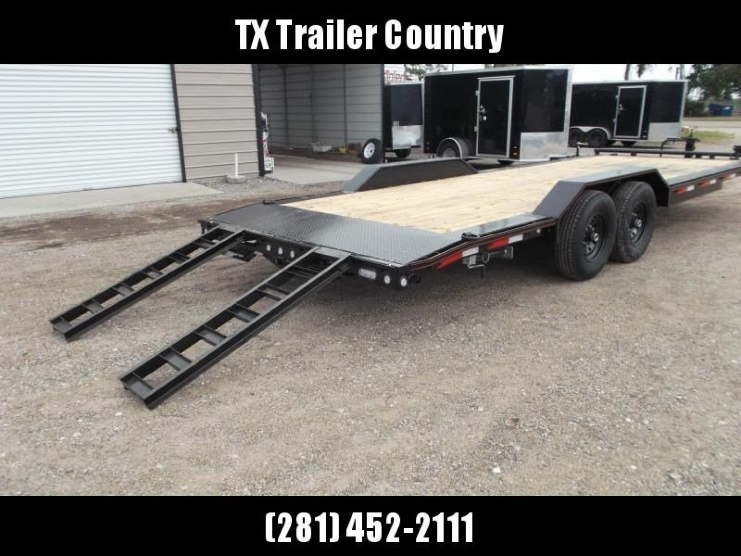 New 2025 Maxxd 102x24 10K H5X Car Hauler / Flatbed Trailer / Equipment Hauler / Powder Coated / 5200# Axles / Drive Over Fenders / 5ft Stow Away C-Channel Ramps