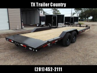 New 2025 Maxxd 102x24 10K H5X Car Hauler / Flatbed Trailer / Equipment Hauler / Powder Coated / 5200# Axles / Drive Over Fenders / 5ft Stow Away C-Channel Ramps