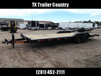 New 2025 Maxxd 102x24 10K H5X Car Hauler / Flatbed Trailer / Equipment Hauler / Powder Coated / 5200# Axles / Drive Over Fenders / 5ft Stow Away C-Channel Ramps