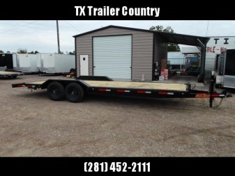 New 2025 Maxxd 102x24 10K H5X Car Hauler / Flatbed Trailer / Equipment Hauler / Powder Coated / 5200# Axles / Drive Over Fenders / 5ft Stow Away C-Channel Ramps