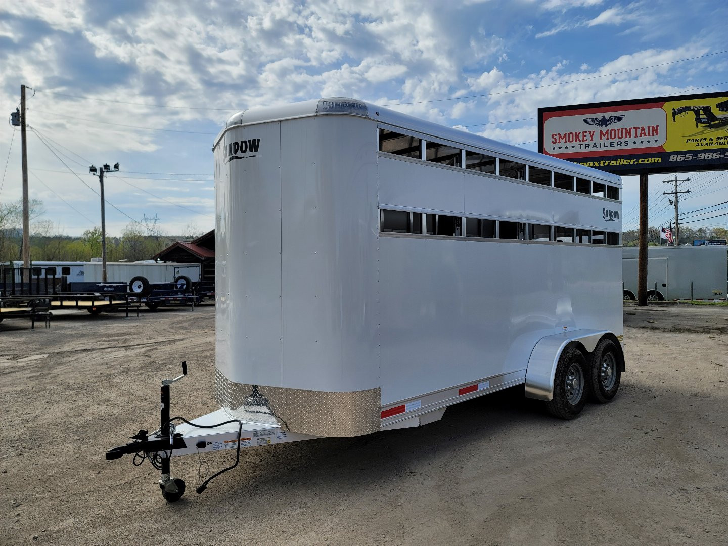 New 2024 SHADOW 3 HORSE WHITE Pen / Stock Combo Trailer