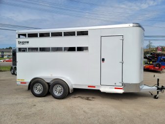 New 2024 SHADOW 3 HORSE WHITE Pen / Stock Combo Trailer