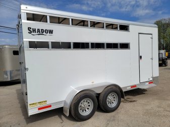 New 2024 SHADOW 3 HORSE WHITE Pen / Stock Combo Trailer