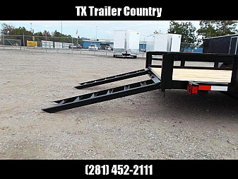 New 2025 LONGHORN TRAILERS 83x20 Utility Trailer / Lowboy Trailer / 5200# Axles / Brakes / 5ft C-Channel Ramps
