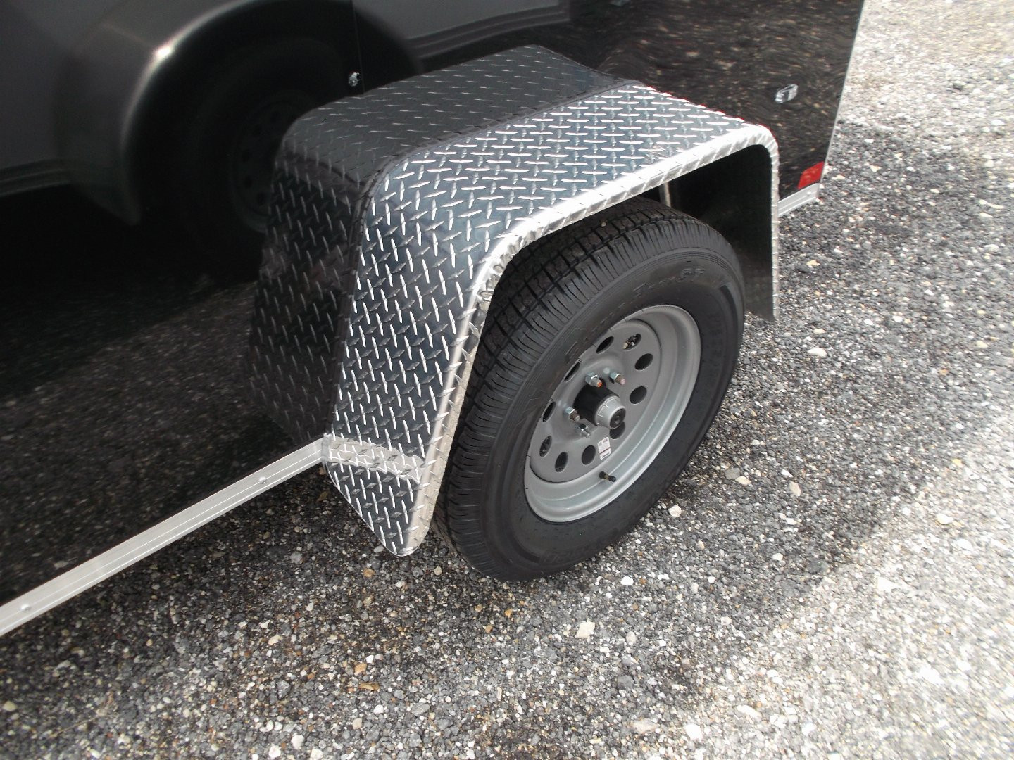 New 2025 COVERED WAGON TRAILERS 5x8 Single Axle Cargo Trailer / Enclosed Trailer / Ramp / Side Door / .030 Black Semi-Screwless Exterior
