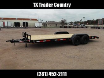 New 2025 LONGHORN TRAILERS 83x20 10K Car Hauler / Racing Trailer / Flat Deck / 5200# Axles / 7K Jack / 2ft Dovetail / 5ft C-Channel Ramps