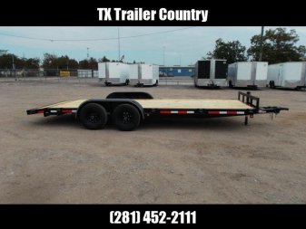 New 2025 LONGHORN TRAILERS 83x20 10K Car Hauler / Racing Trailer / Flat Deck / 5200# Axles / 7K Jack / 2ft Dovetail / 5ft C-Channel Ramps