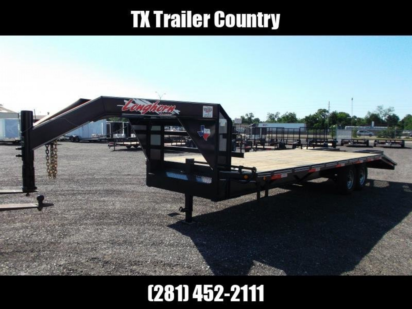 New 2024 LONGHORN TRAILERS 102"x25' 14K Gooseneck / Flat Deck / Deckover / Equipment Trailer / 7K Axles / 5ft Dovetail and 5ft Flip Over Equipment Ramps