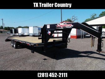 New 2024 LONGHORN TRAILERS 102"x25' 14K Gooseneck / Flat Deck / Deckover / Equipment Trailer / 7K Axles / 5ft Dovetail and 5ft Flip Over Equipment Ramps