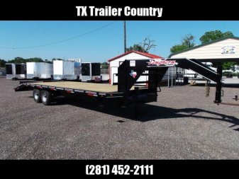 New 2024 LONGHORN TRAILERS 102"x25' 14K Gooseneck / Flat Deck / Deckover / Equipment Trailer / 7K Axles / 5ft Dovetail and 5ft Flip Over Equipment Ramps