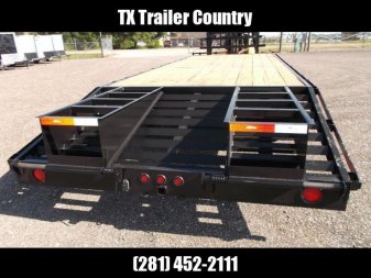 New 2024 LONGHORN TRAILERS 102"x25' 14K Gooseneck / Flat Deck / Deckover / Equipment Trailer / 7K Axles / 5ft Dovetail and 5ft Flip Over Equipment Ramps