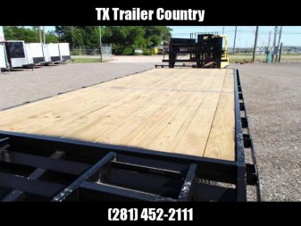 New 2024 LONGHORN TRAILERS 102"x25' 14K Gooseneck / Flat Deck / Deckover / Equipment Trailer / 7K Axles / 5ft Dovetail and 5ft Flip Over Equipment Ramps