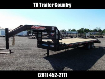 New 2024 LONGHORN TRAILERS 102"x25' 14K Gooseneck / Flat Deck / Deckover / Equipment Trailer / 7K Axles / 5ft Dovetail and 5ft Flip Over Equipment Ramps