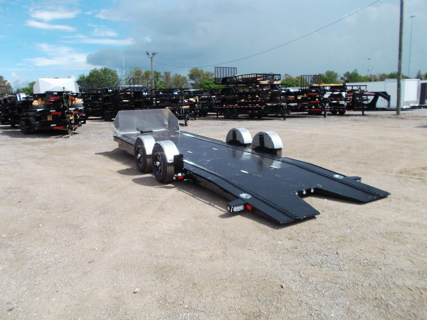 New 2025 MAXXD 24ft A6X Drop N Load 10K Car Hauler / Racing Trailer / Black Powder Coated / 30" ATP Rock Guard / Mag Wheels / Winch Plate / E-Track / 6 In-Floor LED Lights