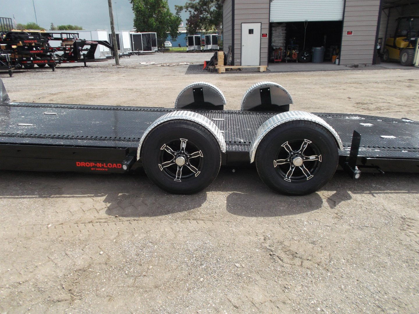 New 2025 MAXXD 24ft A6X Drop N Load 10K Car Hauler / Racing Trailer / Black Powder Coated / 30" ATP Rock Guard / Mag Wheels / Winch Plate / E-Track / 6 In-Floor LED Lights