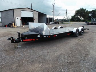 New 2025 MAXXD 24ft A6X Drop N Load 10K Car Hauler / Racing Trailer / Black Powder Coated / 30" ATP Rock Guard / Mag Wheels / Winch Plate / E-Track / 6 In-Floor LED Lights