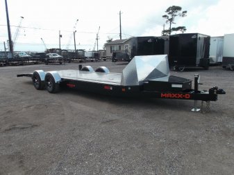 New 2025 MAXXD 24ft A6X Drop N Load 10K Car Hauler / Racing Trailer / Black Powder Coated / 30" ATP Rock Guard / Mag Wheels / Winch Plate / E-Track / 6 In-Floor LED Lights