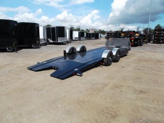 New 2025 MAXXD 24ft A6X Drop N Load 10K Car Hauler / Racing Trailer / Black Powder Coated / 30" ATP Rock Guard / Mag Wheels / Winch Plate / E-Track / 6 In-Floor LED Lights