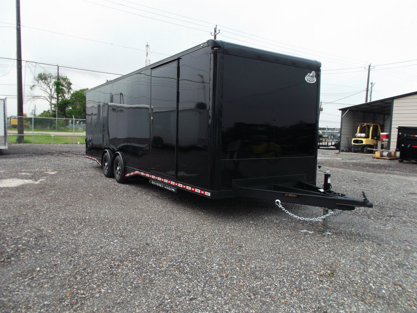 New 2025 COVERED WAGON TRAILERS 8.5x28 Race Trailer / Cargo Trailer / XXL Package / 7'6" Interior Height / Split 7000# Torsion Axles / Heavy Duty Extra Wide Ramp / .080 Black Poly Core / Black Out Package