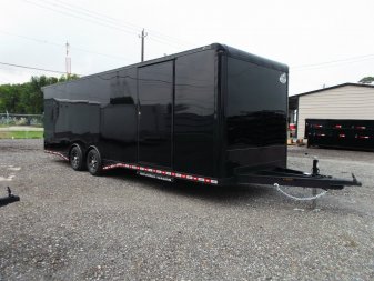 New 2025 COVERED WAGON TRAILERS 8.5x28 Race Trailer / Cargo Trailer / XXL Package / 7'6" Interior Height / Split 7000# Torsion Axles / Heavy Duty Extra Wide Ramp / .080 Black Poly Core / Black Out Package