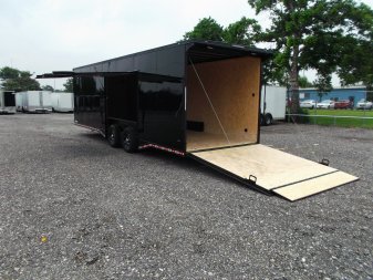New 2025 COVERED WAGON TRAILERS 8.5x28 Race Trailer / Cargo Trailer / XXL Package / 7'6" Interior Height / Split 7000# Torsion Axles / Heavy Duty Extra Wide Ramp / .080 Black Poly Core / Black Out Package