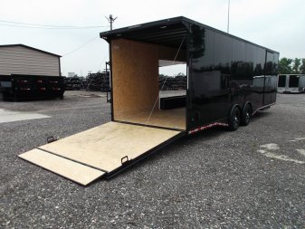 New 2025 COVERED WAGON TRAILERS 8.5x28 Race Trailer / Cargo Trailer / XXL Package / 7'6" Interior Height / Split 7000# Torsion Axles / Heavy Duty Extra Wide Ramp / .080 Black Poly Core / Black Out Package