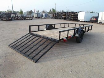 New 2024 Longhorn Trailers 77x14 Single Axle Utility Trailer / Pipetop / 4ft Heavy Duty Ramp Gate