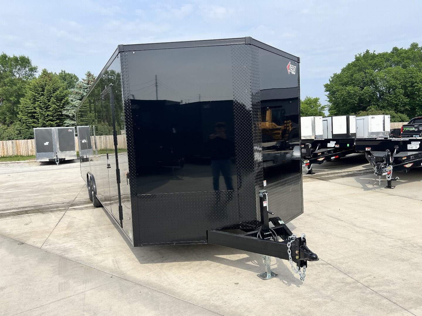 New NEW 2026 AERO 8.5x28 +2’V, 7’ TALL, WHITE Interior, BLACKOUT  EDITION - QUALITY Enclosed Rear Ramp Car Hauler Cargo Trailer