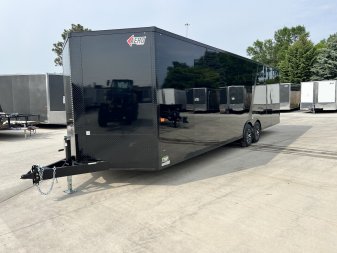 New NEW 2026 AERO 8.5x28 +2’V, 7’ TALL, WHITE Interior, BLACKOUT  EDITION - QUALITY Enclosed Rear Ramp Car Hauler Cargo Trailer