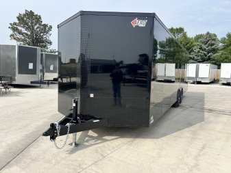 New NEW 2026 AERO 8.5x28 +2’V, 7’ TALL, WHITE Interior, BLACKOUT  EDITION - QUALITY Enclosed Rear Ramp Car Hauler Cargo Trailer