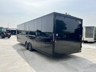 New NEW 2026 AERO 8.5x28 +2’V, 7’ TALL, WHITE Interior, BLACKOUT  EDITION - QUALITY Enclosed Rear Ramp Car Hauler Cargo Trailer