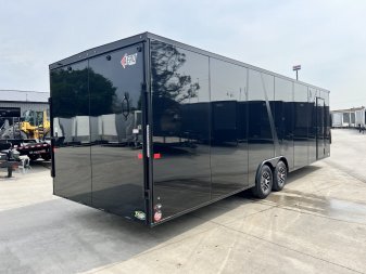 New NEW 2026 AERO 8.5x28 +2’V, 7’ TALL, WHITE Interior, BLACKOUT  EDITION - QUALITY Enclosed Rear Ramp Car Hauler Cargo Trailer