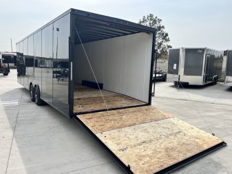 New NEW 2026 AERO 8.5x28 +2’V, 7’ TALL, WHITE Interior, BLACKOUT  EDITION - QUALITY Enclosed Rear Ramp Car Hauler Cargo Trailer