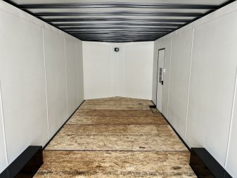 New NEW 2026 AERO 8.5x28 +2’V, 7’ TALL, WHITE Interior, BLACKOUT  EDITION - QUALITY Enclosed Rear Ramp Car Hauler Cargo Trailer