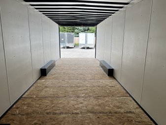 New NEW 2026 AERO 8.5x28 +2’V, 7’ TALL, WHITE Interior, BLACKOUT  EDITION - QUALITY Enclosed Rear Ramp Car Hauler Cargo Trailer