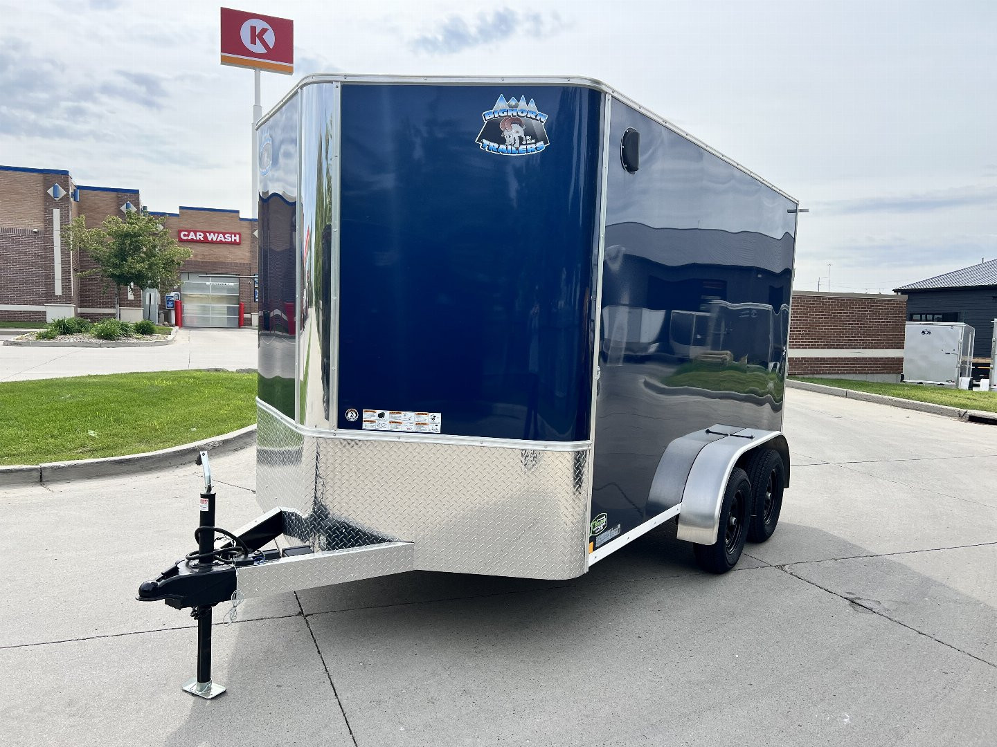New 2026  Bighorn R&M 7x12+2’V Rear Ramp Enclosed Cargo Trailer TTrailersND.com