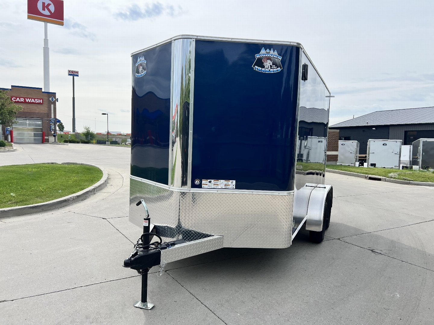New 2026  Bighorn R&M 7x12+2’V Rear Ramp Enclosed Cargo Trailer TTrailersND.com