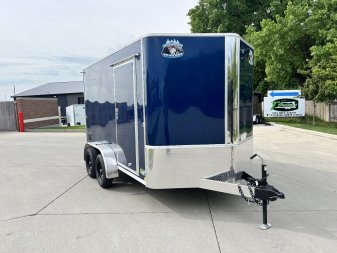 New 2026  Bighorn R&M 7x12+2’V Rear Ramp Enclosed Cargo Trailer TTrailersND.com